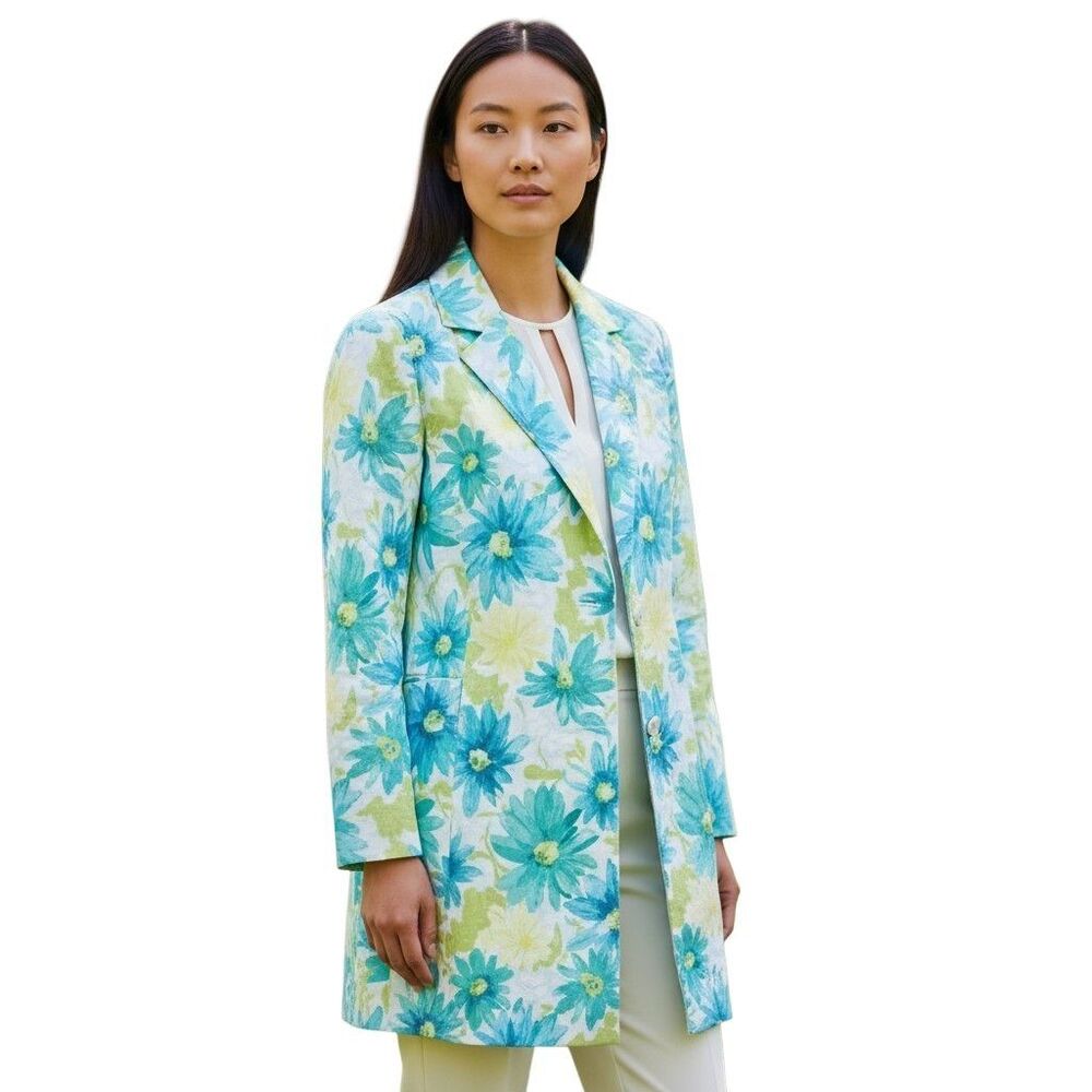 Pierre Cardin Coat Womens 10P Floral Trench Petite Multicolor Spring Jacket